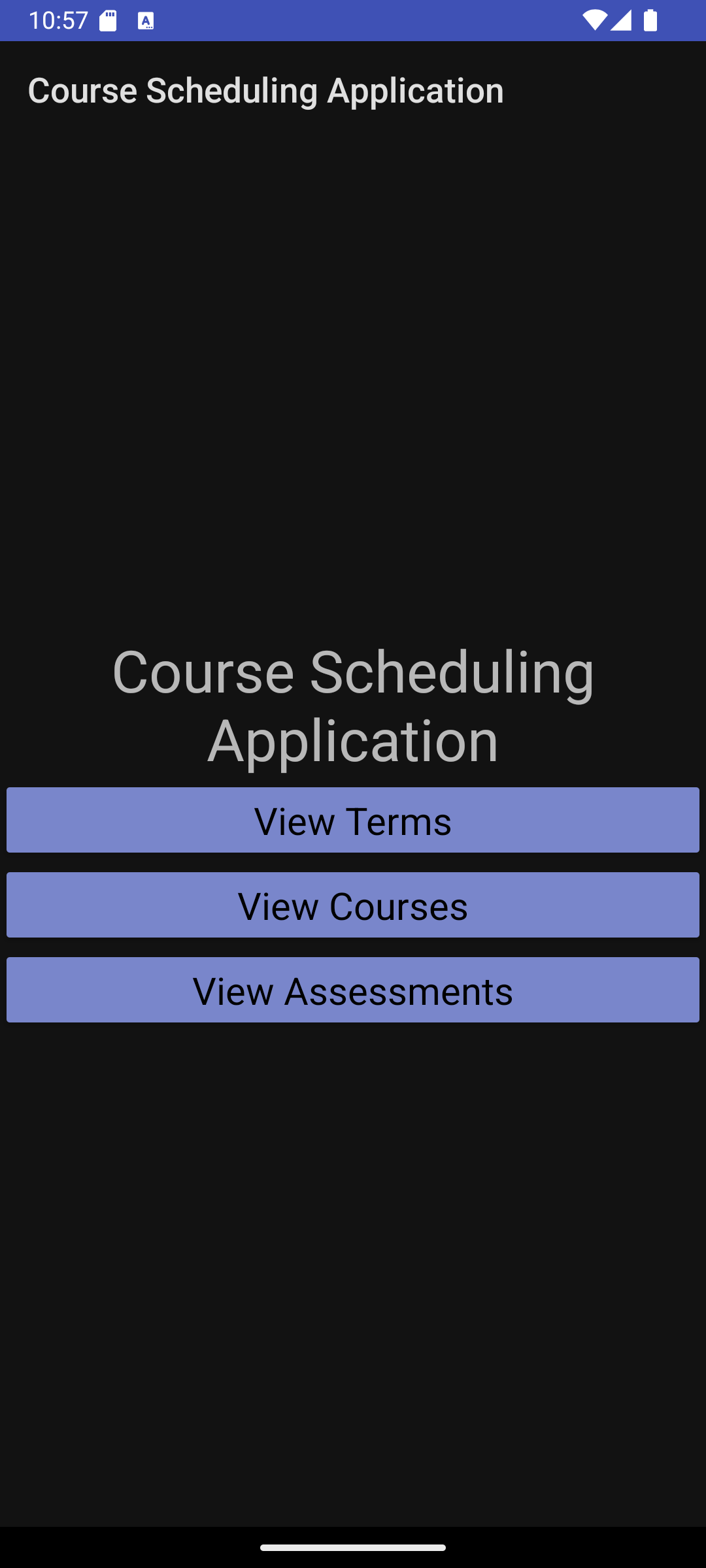 The home screen viewed in portrait orientation and dark mode.